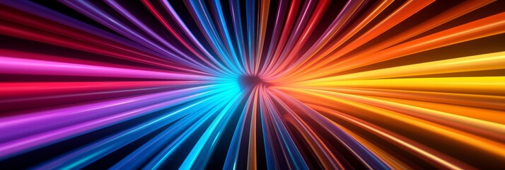Poster - Abstract backgrounds with colorful spectrum. Modern wallpaper with neon rays and glowing lines. Generative AI