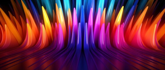 Poster - Abstract backgrounds with colorful spectrum. Modern wallpaper with neon rays and glowing lines. Generative AI