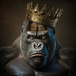 Cool King Kong Gorilla with Crown. Generative AI