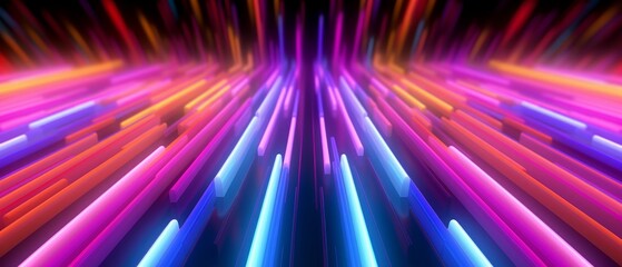 Poster - Abstract backgrounds with colorful spectrum. Modern wallpaper with neon rays and glowing lines. Generative AI
