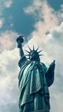 Fototapeta  - Statue of Liberty in the clouds. Generative AI