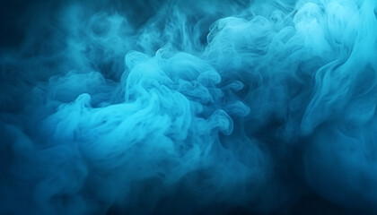Wall Mural - Abstract colorful blue smoke background,bright colored, Hazy, Swirling, Blue Smoke on Black Background texture. Soft magical fog swirling design
