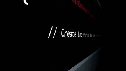 Closeup macro shot movement of coding script moving across LED screen with real-time AI-generated typing, showcasing advanced AI learning in optimization, debug and coding for software development.