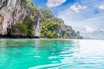 Wall Mural - The Travel vacation background - Tropical island with blue sky, Phuket, Thailand.