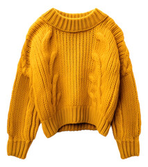 Yellow sweater color isolated. Trendy women's clothing. Knitted apparel. Generative AI.