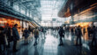© Bartek - Transportation in Motion: Busy Airport Terminal with Rushing Crowds.