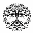 © Mirador - A round drawing of the tree of life in black and white. Tattoo idea for a spiritual theme.