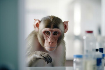 Wall Mural - monkey in research laboratory.