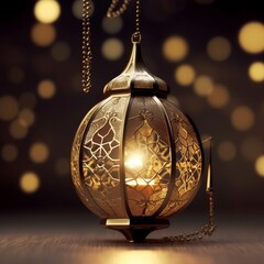  Ramadan Kareem background with arabic lantern and mosque