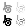 Caster wheel for furniture set icon grey black color vector illustration image solid fill outline contour line thin flat style