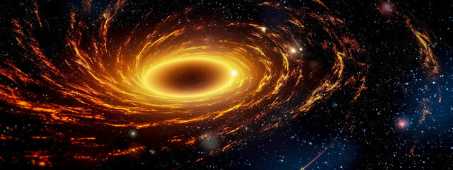 Wall Mural - cosmic energy, birth of a new galaxy, black hole in space, banner made with generative ai