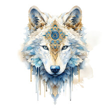 Stylish Magic Wolf Head In Watercolor