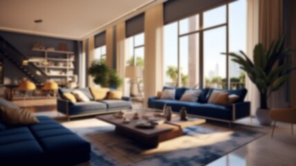 Blurry Illustration of Modern Contemporary Interior Design. For background of Website or Presentation. Generative AI.