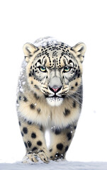 Wall Mural - White leopard portrait, PNG background.