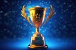 © SVasco - Champion golden trophy with gold stars and blurred background Generative AI Illustration