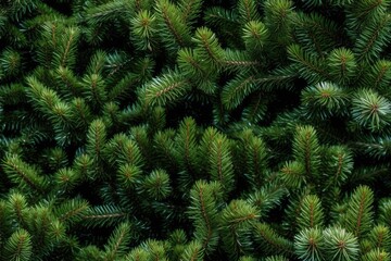 Beautiful seamless pattern with fir tree branches, coniferous forest endless texture. Evergreen nature background. Christmas or new year backdrop. AI generative image.