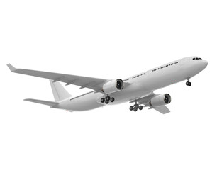 High detailed white airliner or Jet Airplane Take Off isolated. Png transparency