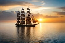 Ship In The Sunset