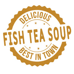 Wall Mural - Fish tea soup grunge rubber stamp