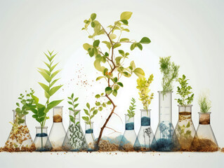 Wall Mural - An image showcasing a biology laboratory focusing on nature, science, plants, and the environment. Generative AI.