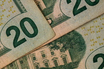 Wall Mural - Close up macro detail of dollar money banknotes, detail photo of US Dollars, money concept