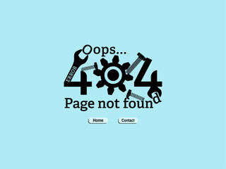 Wall Mural - error 404 page not found concept design with gears, screws, screwdriver vector. webpage internet sec