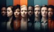 © DjoDee - Full face shots of diverse group of people of same age but of different ethnicities. Ai generative