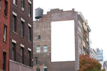 Blank billboard in an urban setting.