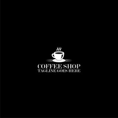 Wall Mural - Coffee shop logo template isolated on dark background