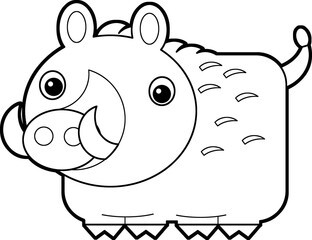 Wall Mural - cartoon scene with cheerful boar on isolatedillustration for children