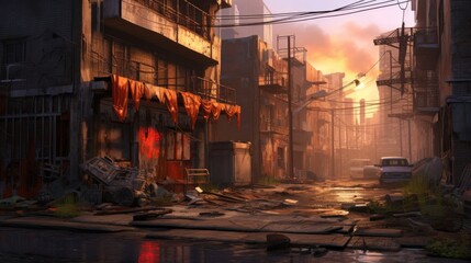 Wall Mural - Survival City Game Environment Art