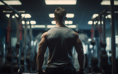 Male Fitness model in the Gym working out. Body Building Photography. Ai generated