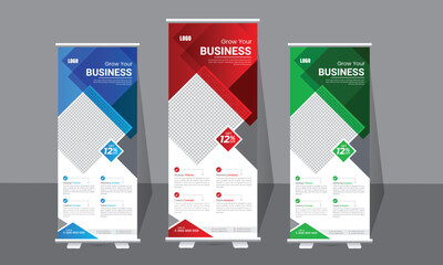 Wall Mural - roll up banner, brochure, flyer, banner design, industrial, company, template, vector, abstract, line pattern background, modern x-banner, pull-up banner, Business banner roll up set,standee banner te