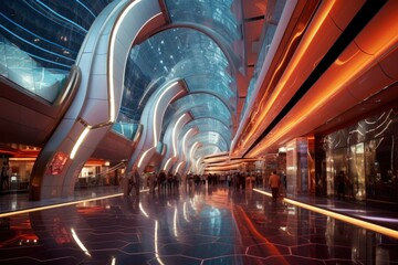 Wall Mural - futuristic mall inside generative ai