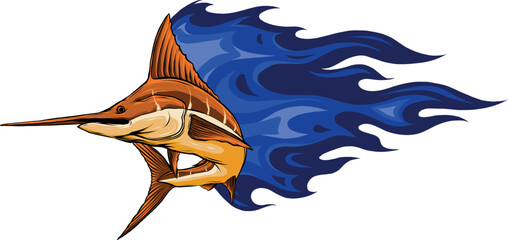 Wall Mural - colored atlantic swordfish marlin vector illustration design