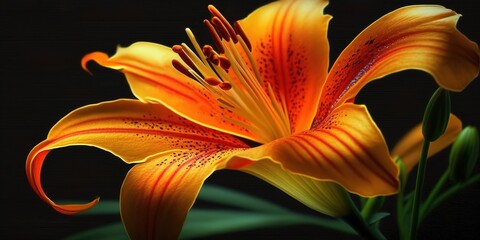 Wall Mural - lovely orange lily blooming in the yard.