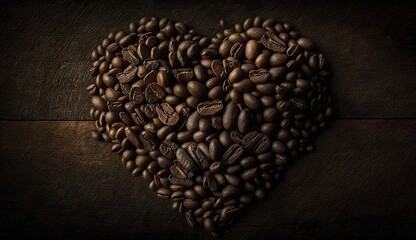 Wall Mural - Heart-shaped coffee beans