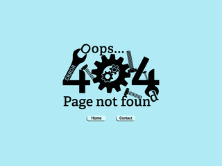 Wall Mural - error 404 page not found concept design with gears, screws, screwdriver vector. webpage internet sec