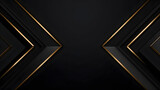 Fototapeta Perspektywa 3d - Abstract golden lines on black BG. Luxury universal frame. Premium 3d design. Geometric triangle borders with copy space in center. Right left down up arrows. Modern VIP fashion Black Friday banner