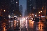 Fototapeta  - Night view of the city. AI generated art illustration.