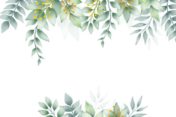 elegant green leaves background watercolor