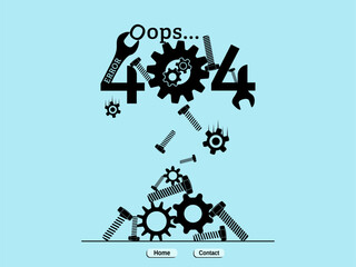 Wall Mural - error 404 page not found concept design with gears, screws, screwdriver vector. webpage internet sec