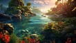 Tropical coral reef. AI generated art illustration.