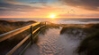 Beautiful dunes beach at sunset, North Sea, Germany