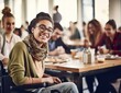 © jose - young black woman in wheelchair having lunch with friends