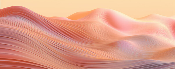 Wall Mural - abstract panoramic visualization of a digital wave pattern depicted in soothing, pastel peach tones