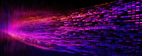 Wall Mural - Abstract visualization of a binary code stream in striking, neon violet hues