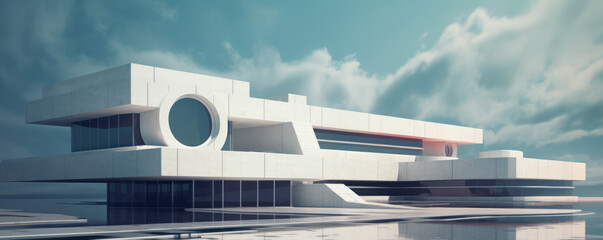 Wall Mural - minimalistic representation of futuristic architecture inspired by technology and innovation
