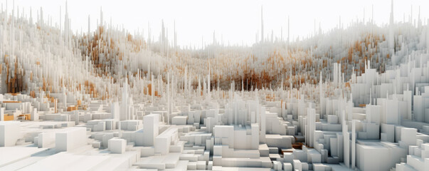 Wall Mural - panoramic view of white abstract data visualizations, portraying the beauty and complexity of inform