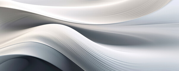 Wall Mural - a minimalist panorama featuring white abstract lines and curves, capturing the elegance and fluidity